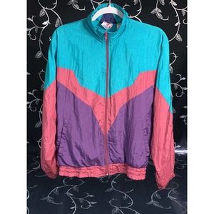 Vintage 80s 90s JCPenny USA Olympics Windbreaker Size Small Purple & Teal